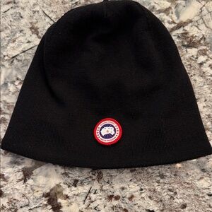 Black Canada Goose Hat with Logo Patch